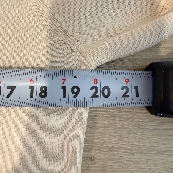 VTG Ann Taylor 100% Silk Cream Ivory Beaded Blue Floral Single Button Cardigan L - Picture 9 of 12